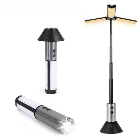 2-in-1 Rechargeable Camping Lantern & Flashlight -Telescopic Adjustable Outdoor Light with Hook, Emergency Work Light for Hiking