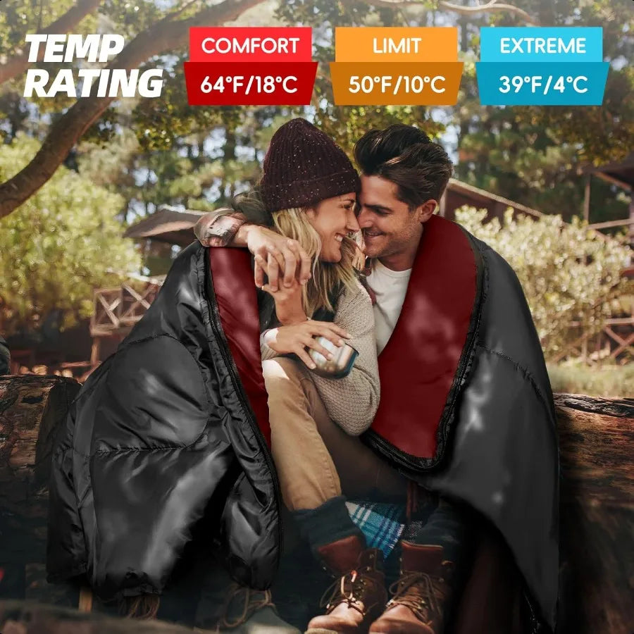 Double Sleeping Bag 2 Person Sleeping Bag for Adult Mens Camping Two Person Sleeping Bag with Pillow Outdoor Indoor XL Queen Si