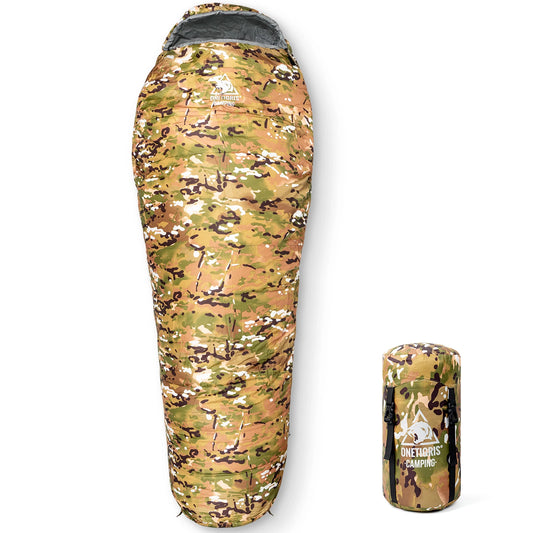 OneTigris Military Camo Mummy Sleeping Bag 0~15C Portable Ultralight Single Sleep Bag For Adult Jungle Survival Camping Hiking